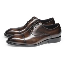 Retro Men's Leather Groom Wedding Formal Shoes Business Lace Up Outdoor Oxfords