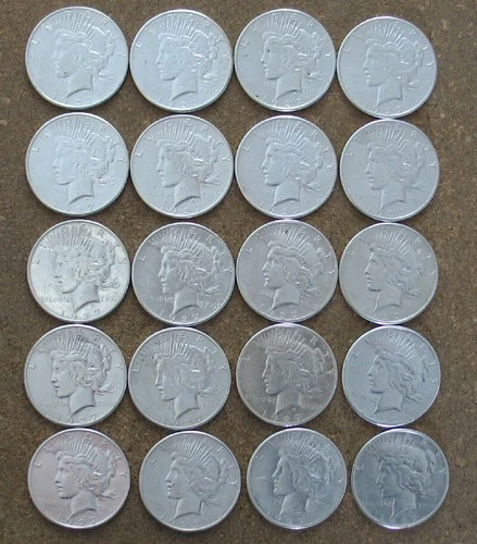 ROLL 1927-S PEACE SILVER DOLLARS..  AU/BU