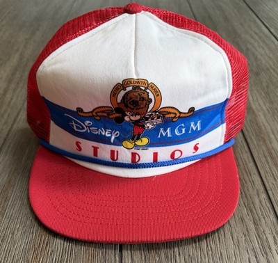 VINTAGE 1987 DISNEY MGM STUDIOS MESH TRUCKER HAT CAP - ADULT ONE SIZE RED