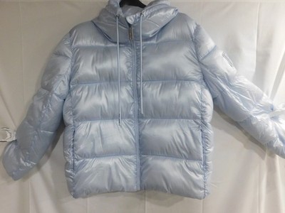 DKNY JEANS Women s XL Puffer Jacket | Faux Down | Water-Resistant | Light Blue |
