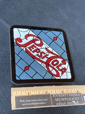 VTG Retro 1970s Pepsi-Cola Logo Vinyl Tiffany Style Stained Glass Motif Coaster