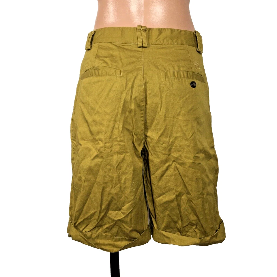 VTG 80s 90s Hang Ten Shorts Sz M Olive Green Cuffed MOM High Waist Pleated Taper - Image 2 of 4