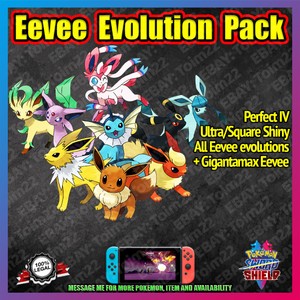 All Shiny Eevee Evolution Master Ball Eeveelution 6 Iv Pokemon Sword Shield Ebay