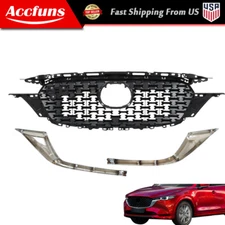 Brand New For Mazda CX5 2022-2023 Front Upper Grille Black + Grille Trim Chrome