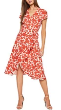 Bardot Womens Fiesta Floral Faux Wrap Dress US 6 / Small Orange UK 10 - NWT $119