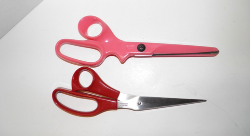 Vintage Scissor Lot of 2 Solingen W Germany Red & Coated Blade Pink Taiwan VGUC
