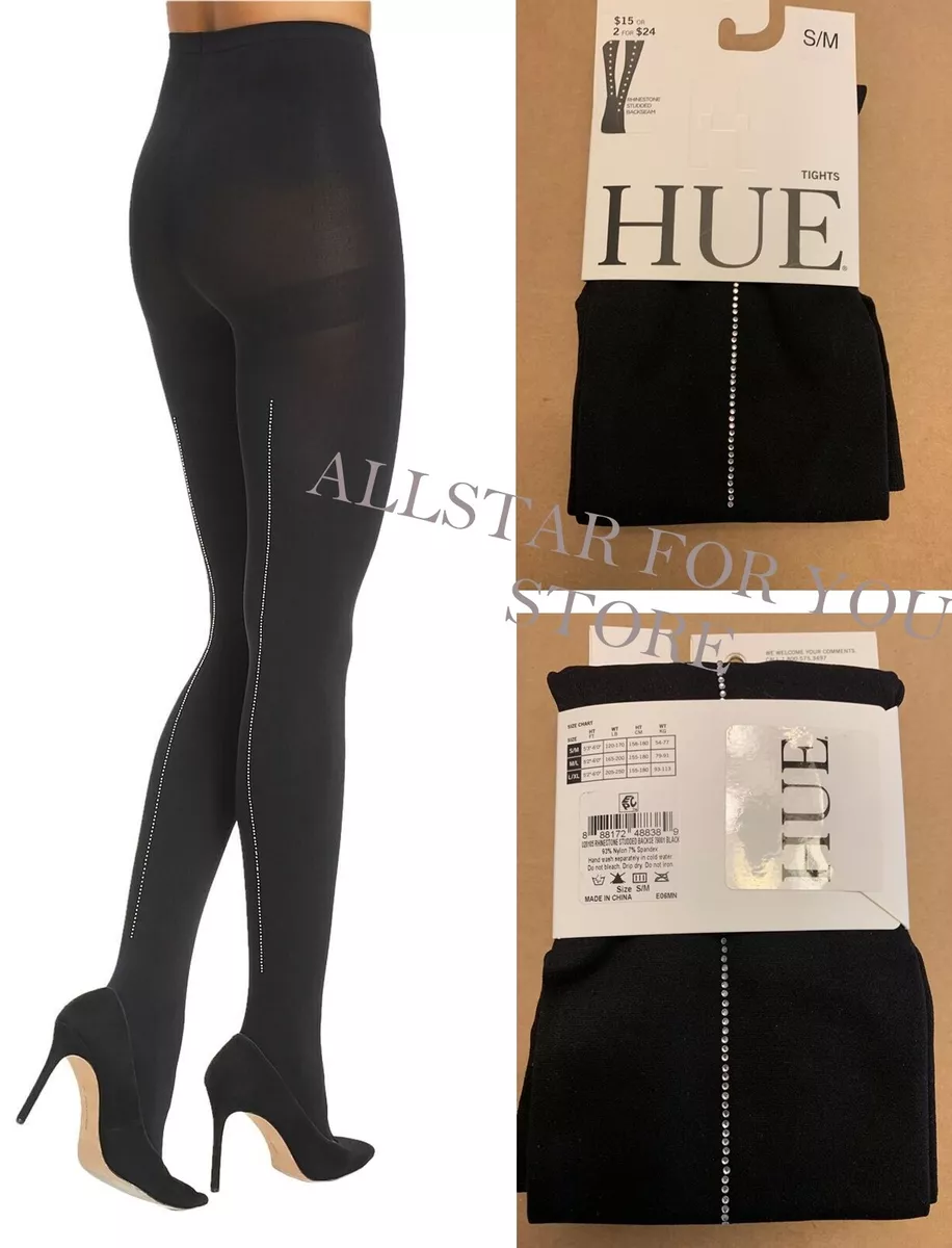 HUE Womens Rhinestone-Studded Back-Seam Tights U20105