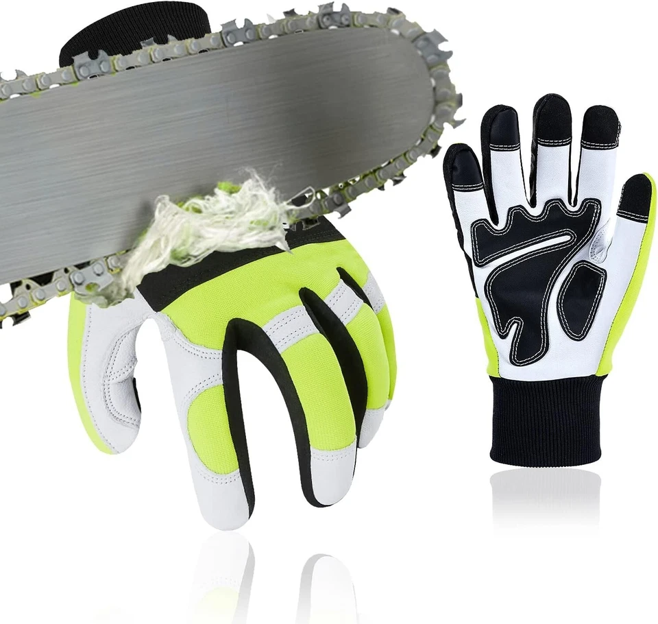 Textured Palm Chainsaw Gloves with Knitted Cuff - Versatile Workwear Essential - Image 3 of 4