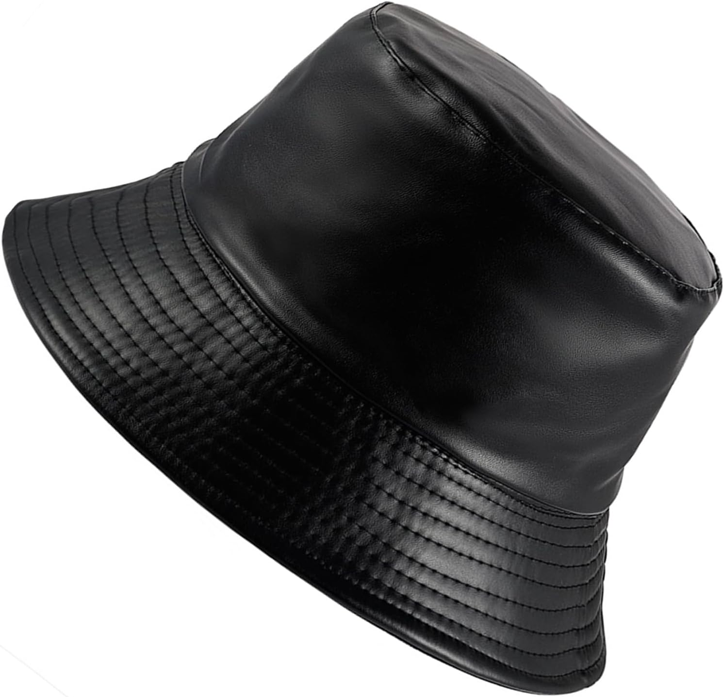 Unisex Silver Bucket Hat Waterproof Rain Hat Reversible Shiny Rave Bucket Hat fo