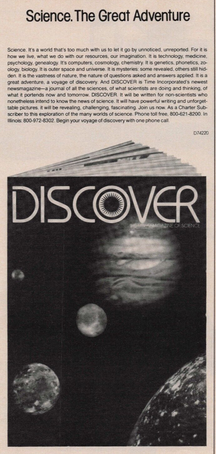 1981 Vintage Print Ad Discover Science The Great Adventure Magazine