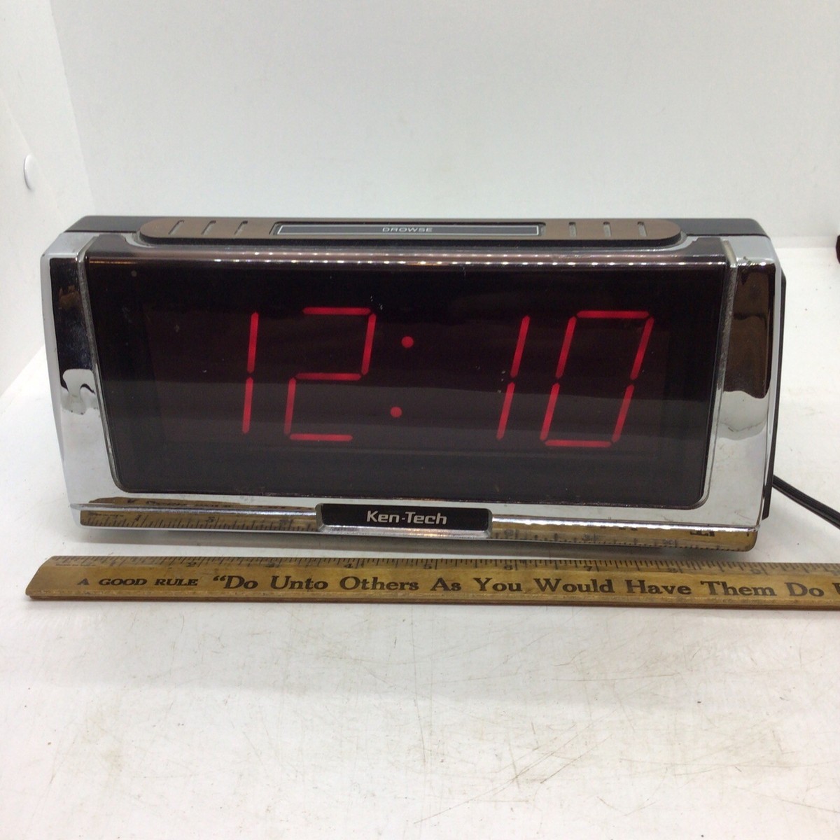 Ken Tech - Vintage Lighted T-2018 Alarm Clock Tested Works V2018