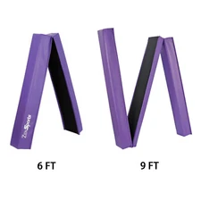6/9ft Folding Balance Beam Gymnastics Floor Beam for Kids Non-slip Base Purple