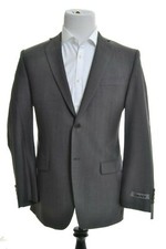 DKNY Mens Trim Fit Solid Dark Gray 2 Button 100 Wool Sportcoat 42R