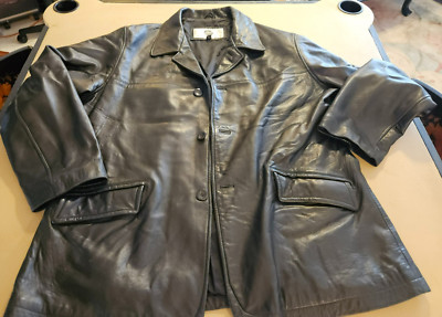 Men's XXL  STONE MOUNTAIN Black Genuine Soft Leather Jacket