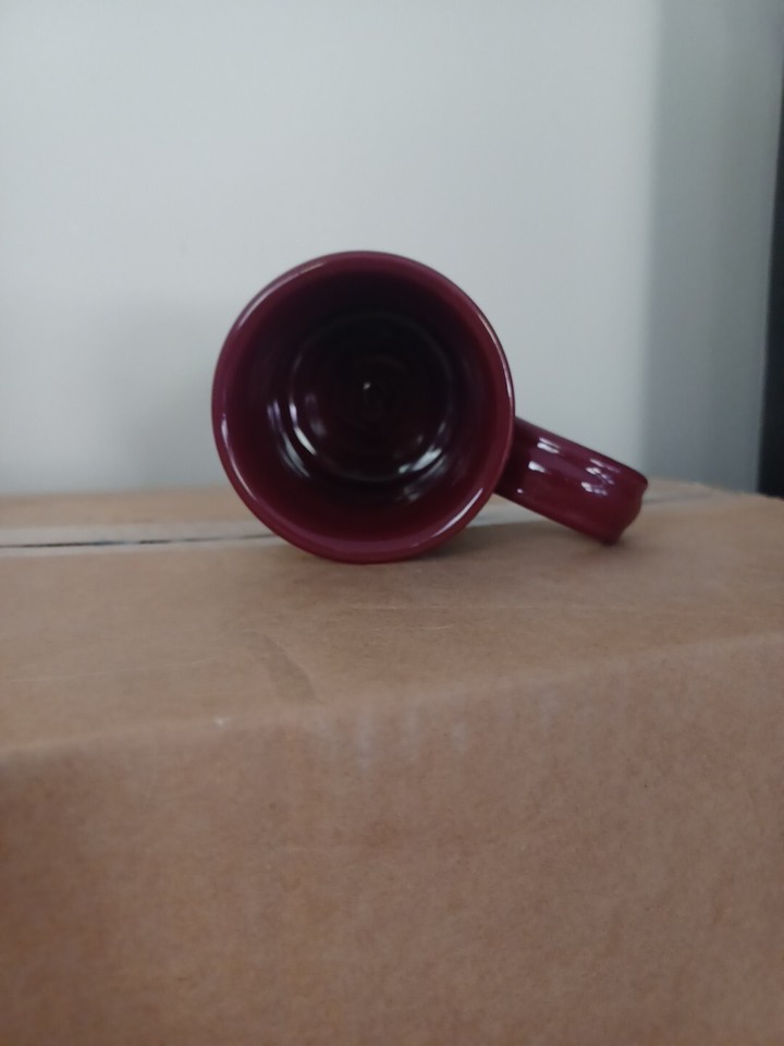 Deneen Pottery Shire Inn Chelsea Vermont 4” Teacup Coffee Mug Burgundy