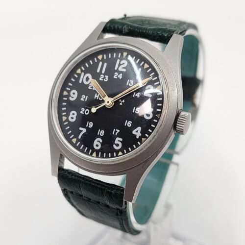 1977 HAMILTON WATCH H3 MIL-W-46374B US MILITARY ISSUE (ALL ORIGINAL) - RUNS GOOD