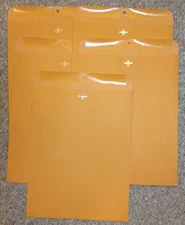 Five (5) Kraft Envelopes 12 x 15.5 Shipping Catalog Yellow Clasp