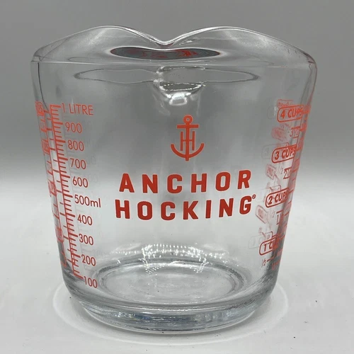 Vintage Anchor Hocking 4 Cup / 1 Quart Glass Measuring Cup EXCELLENT