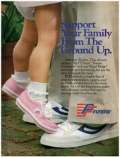 1983 PF Flyers Print Ad, Dad Baby Daughter Tennis Shoes Ruffle Socks 80's Family