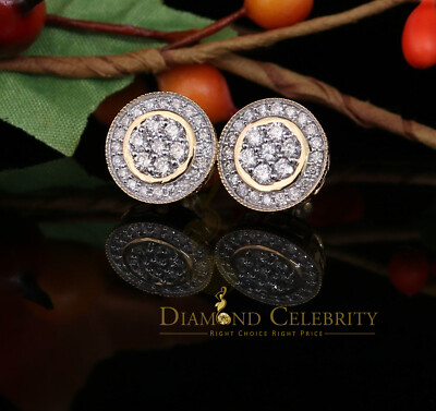 10K Real Yellow Gold Real Diamond Men's/Women's Stud Round Earring  - Main Image