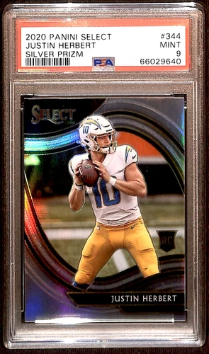 2020 Panini Select Field Level Silver Prizm Rookie Justin Herbert #344 PSA 9 TS7