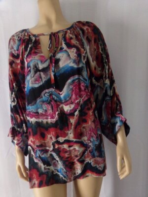 karen kane tie dye peasant top