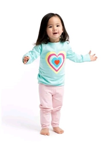 Paris Hilton x Monica + Andy Organic Baby Crewneck Teal Heart Sweatshirt 3-6M - 第 3/4 張圖片