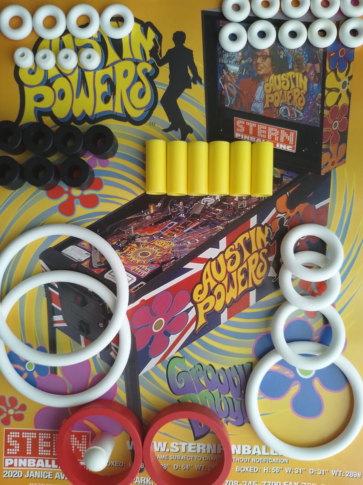 Pinball rubber kit haute résilience pour flipper Stern Austin Powers