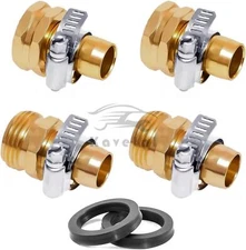 3/4" 5/8" Garden Mender End Repair Kit Water Hose Male Female Connector w/ Clamp