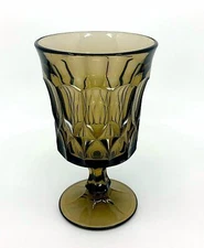 NORITAKE glass PERSPECTIVE ICED TEA stemmed WATER GOBLET midcentury SMOKY BROWN