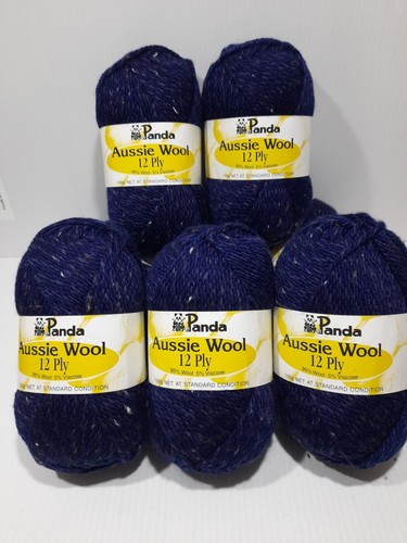 8 x Panda Aussie Wool 12 Ply 100g Balls. Navy With Specks. NEW. No Longer Made. - Picture 2 of 7