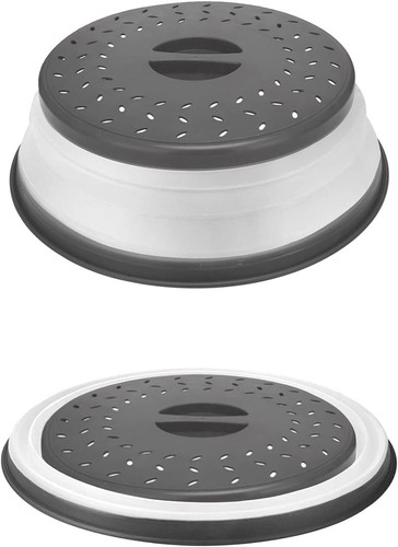 Collapsible Microwave Splatter Cover, 10.5 inch, Gray, Dishwasher Safe