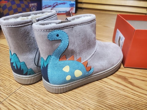 Kids Size 12 Cat And Jack Dinosaur Boots Vesper Tan fuzzy - Picture 10 of 10