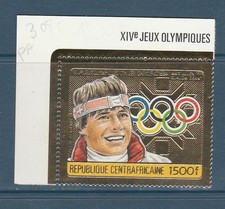 Centrafrique sports jeux olympiques ski slalom sur OR  1984 num  PA 308  **