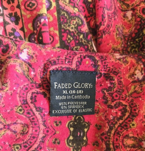 Faded Glory Women's XL Pink Paisley V-Neck Sleeveless Maxi Summer Dress Boho - Picture 10 of 18