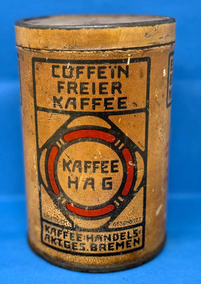 Blechdose Kaffee Hag Coffeinfrei SEHR ALT Blech Dose