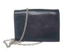 Halogen Small Black Leather Handbag - Crossbody or Clutch - Removeable Chain