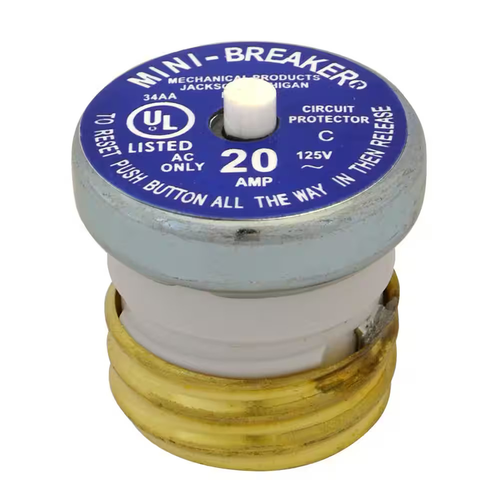 Bussmann Plug Fuse 20 amps 125 volts 1-1/4 in. Dia. 1 pk For Circuit Breaker