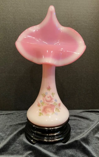 Fenton Rosalene Jack in the Pulpit Vase Roses Signed W C Fenton and D Cutshaw