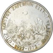[#940104] Coin, Turkey, 50 Lira, 1972, AU(55-58), Silver, KM:901