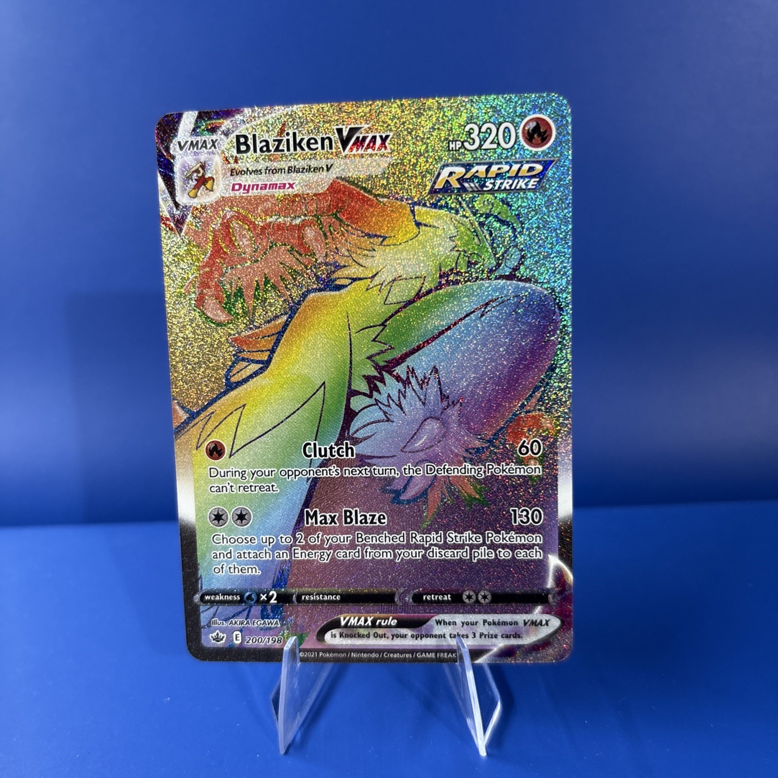 Pokemon Blaziken VMAX 200/198 Chilling Reign Holo Rainbow Rare NM/M