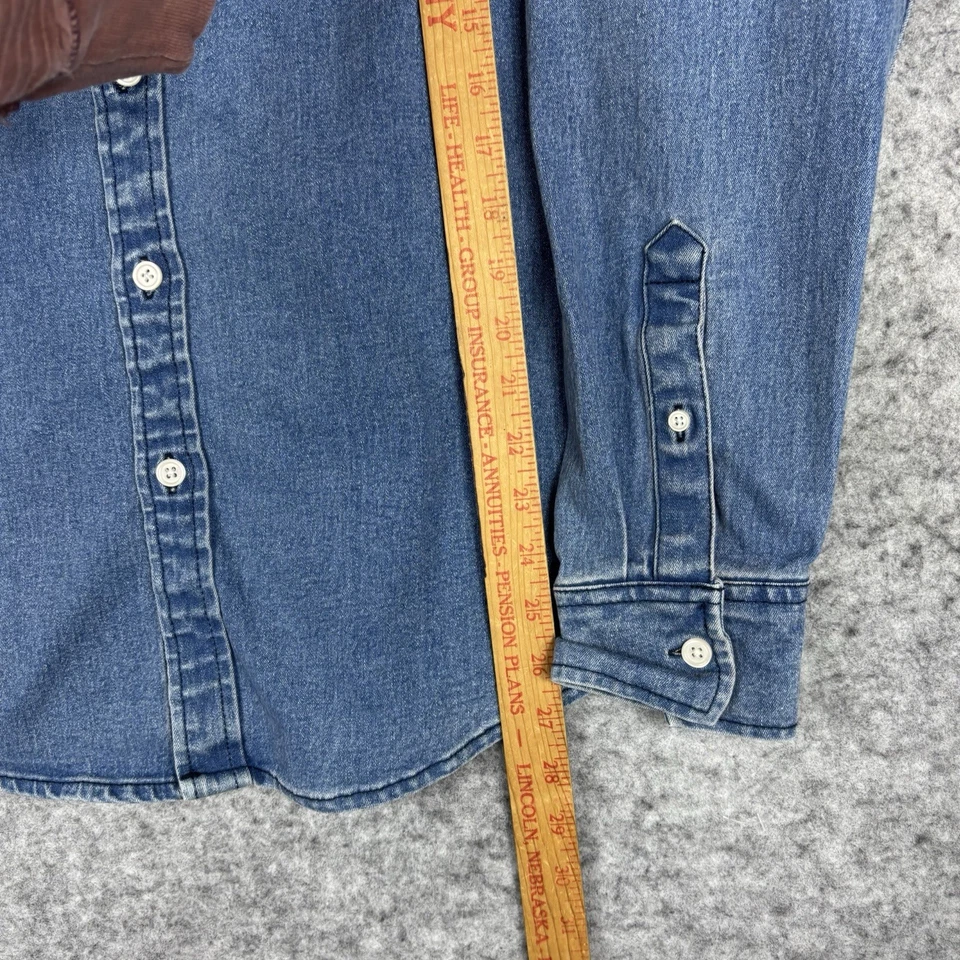 Camisa Arizona Jean Co Western Denim Abotonada Para Hombre Azul Medio Lavado Foto 2 de 4