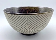 Dash Of That Stoneware Serving Bowl, Brown/Tan Earthy Geometric Texture, 7.75”