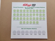 Kelloggs Pep Military Insignia & Planes Pinback Button Display Empty No Buttons