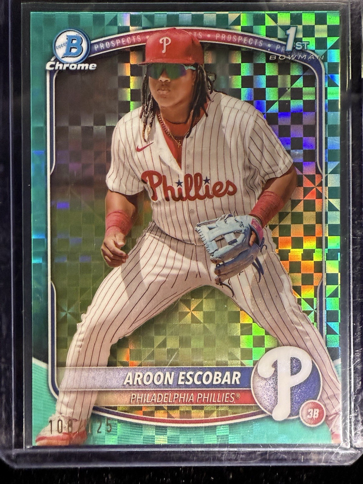 2025 Bowman Chrome Prospects Aroon Escobar #BCP-65 Aqua X-Fractor /125 (RC)