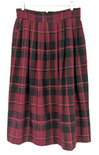 Vintage Classic 100 Wool Plaid Pleated Skirt SIZE 30" Waist Red Black Academia