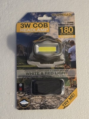 GLOWMAX 3W COB HEADLIGHT ( NEW ) WHITE & RED LIGHT