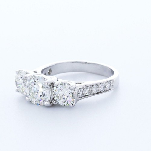 3.17ct F-SI2 Round Natural Certified Diamonds 14kw Gold Classic Engagement Ring - Picture 2 of 3