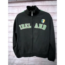 Retro Irish Ireland Track Jacket Full Zip Green Athletic L Mens