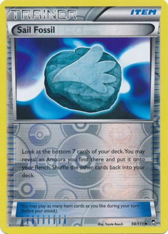 Pokemon - Sail Fossil - 98/111 - Uncommon - Reverse Holo - XY - Furious Fists - 